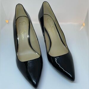Jessica Simpson Black Patent Pointed-Toe Pumps